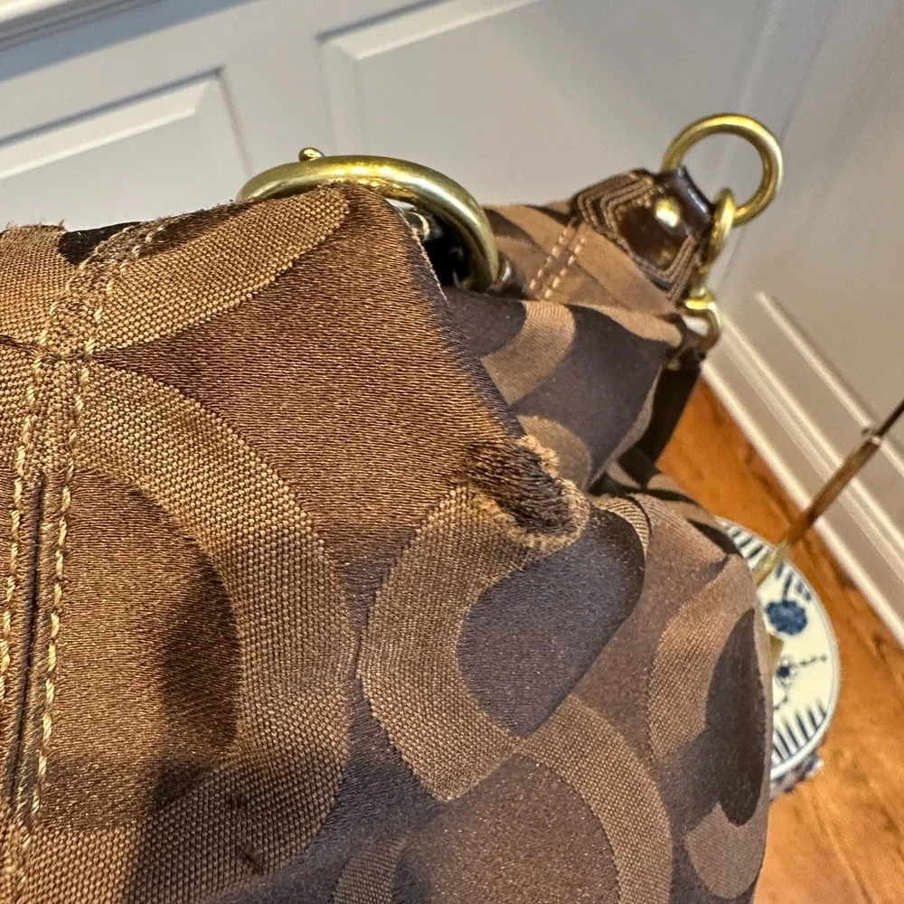 Coach Madison Sabrina Satchel in dark brown w/removable shoulder strap